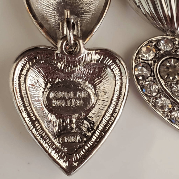 Nolan Miller Glamour Collection‎ Silvertone Detachable Heart Pierced Earrings - Picture 3 of 7